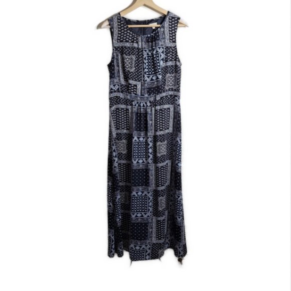 Talbots Boho Paisley Patchwork Sleeveless Maxi Dress Size 8P - Picture 1 of 5